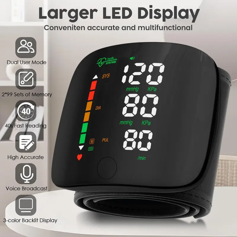 Final 3 Hours: 60%OFF🔥Wrist Blood Pressure Monitor – LED Touch Screen & Adjustable Fit