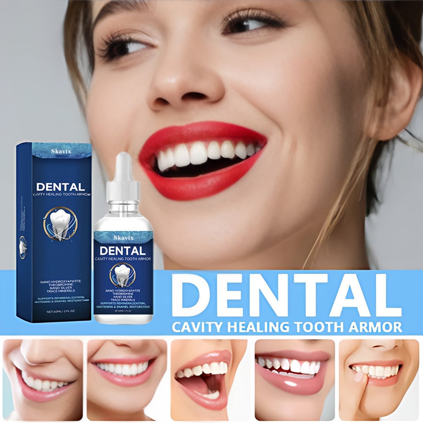 Skavix Fluoride-Free Hydroxyapatite Tooth Armor Drops & Enamel Repair, Whitening