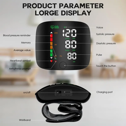 Final 3 Hours: 60%OFF🔥Wrist Blood Pressure Monitor – LED Touch Screen & Adjustable Fit